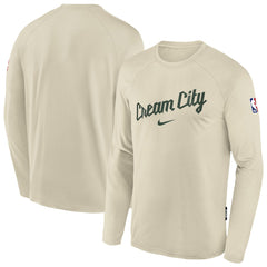 Nike Milwaukee Bucks Youth 2025/26 City Edition Dri-Fit Long Sleeve Game Top White