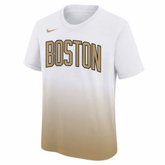 Nike Boston Celtics Youth 2025/26 City Edition Max90 T-Shirt White/Gold