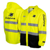 Miami Dolphins Hi-Vis Safety Waterproof Rainshell Full-Zip Hooded Jacket - Yellow - NFL
