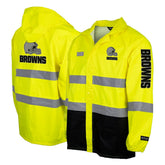 Cleveland Browns Hi-Vis Safety Waterproof Rainshell Full-Zip Hooded Jacket - Yellow - NFL