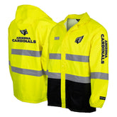Arizona Cardinals Hi-Vis Safety Waterproof Rainshell Full-Zip Hooded Jacket - Yellow - NFL