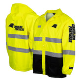Carolina Panthers Hi-Vis Safety Waterproof Rainshell Full-Zip Hooded Jacket - Yellow - NFL