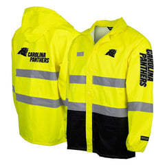 Carolina Panthers Hi-Vis Safety Waterproof Rainshell Full-Zip Hooded Jacket - Yellow - NFL