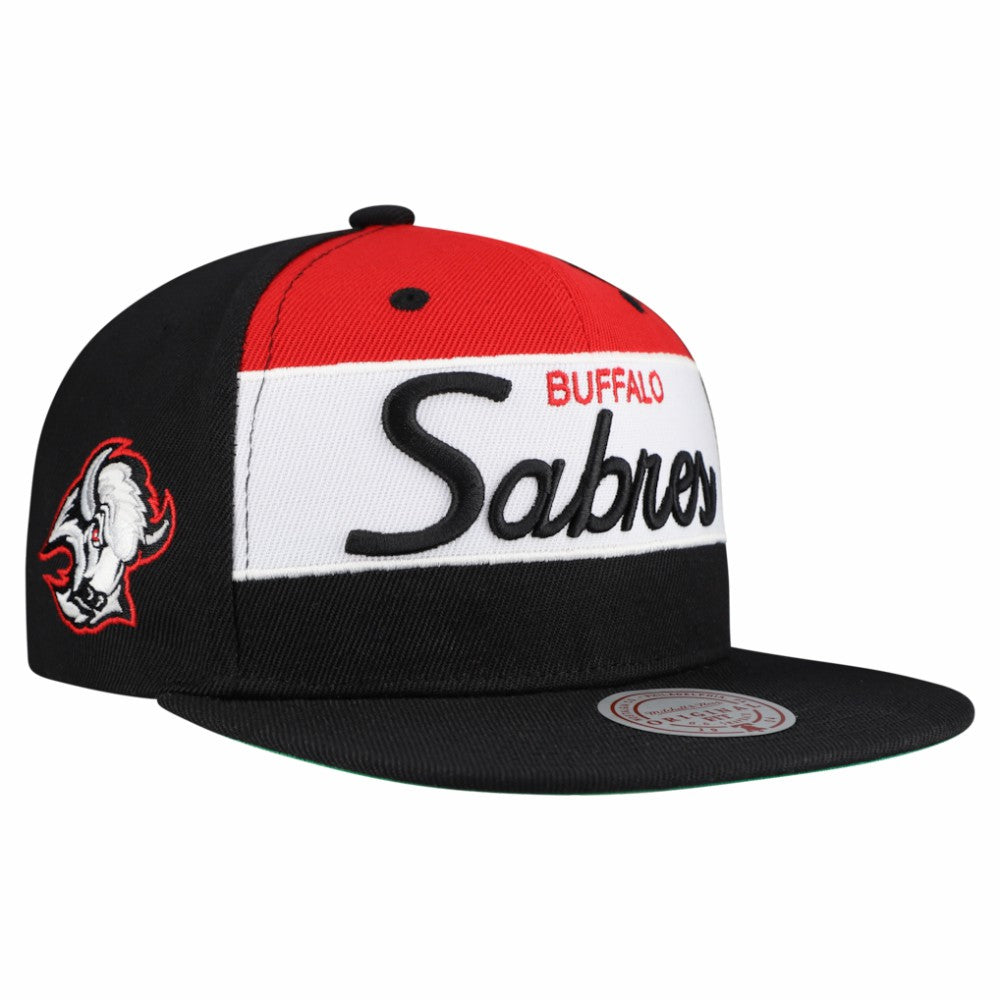 Buffalo Sabres Mitchell & Ness Retro Script Colorblock Snapback Hat - Black | NHL discount