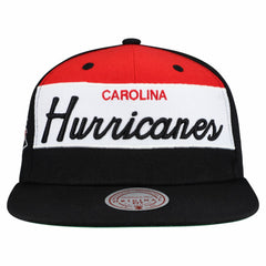 Carolina Hurricanes Mitchell & Ness Retro Script Colorblock Snapback Hat - Black | NHL online