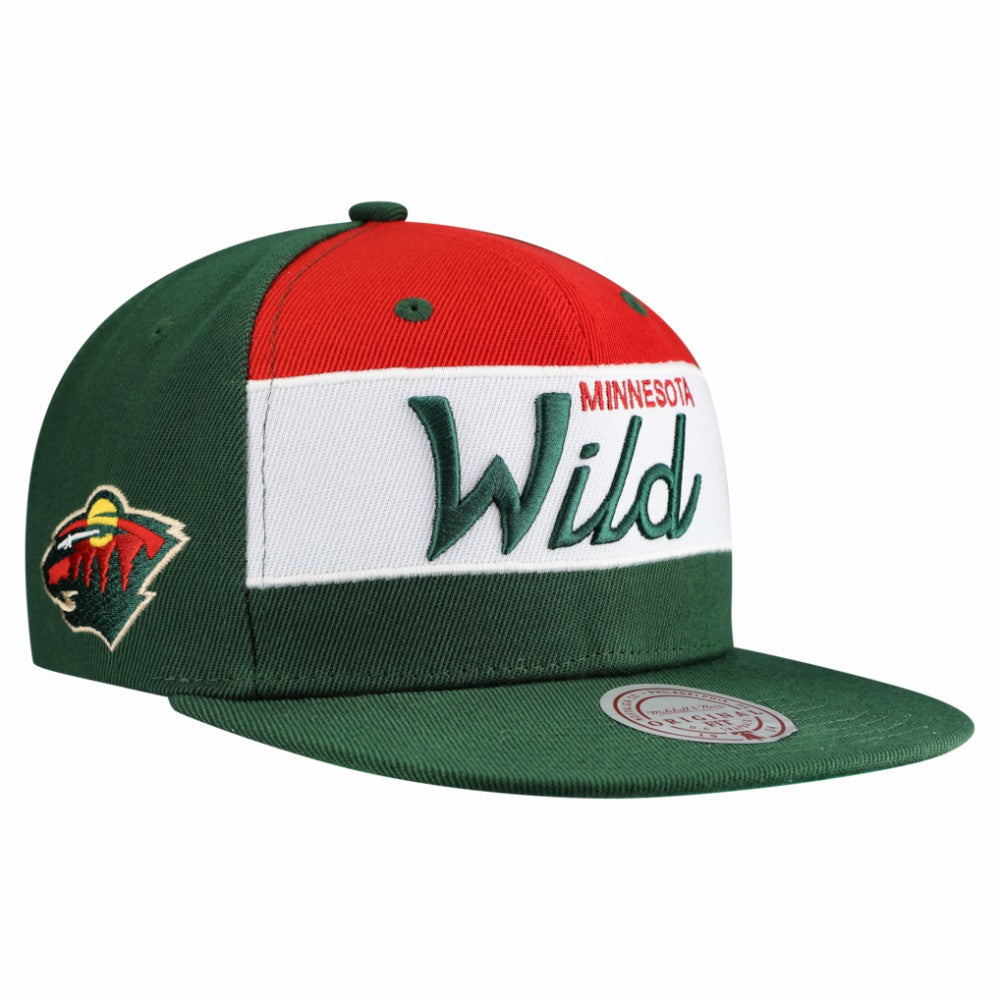 Minnesota Wild Mitchell & Ness Retro Script Colorblock Snapback Hat - Green | NHL discount