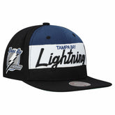 Tampa Bay Lightning Mitchell & Ness Retro Script Colorblock Snapback Hat - Black | NHL online