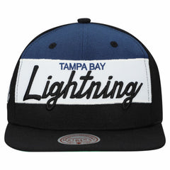Tampa Bay Lightning Mitchell & Ness Retro Script Colorblock Snapback Hat - Black | NHL online