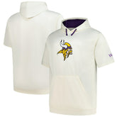 Minnesota Vikings Profile Big & Tall Chest Print and Logo Short Sleeve Pullover Hoodie - Oatmeal - NFL