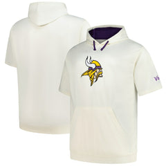 Minnesota Vikings Profile Big & Tall Chest Print and Logo Short Sleeve Pullover Hoodie - Oatmeal - NFL