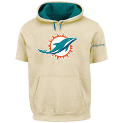 Miami Dolphins Profile Big & Tall Chest Print and Logo Short Sleeve Pullover Hoodie - Oatmeal - NFL