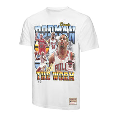 Mitchell & Ness Dennis Rodman Chicago Bulls Hardwood Classics Commemorative Player Collage T-Shirt White