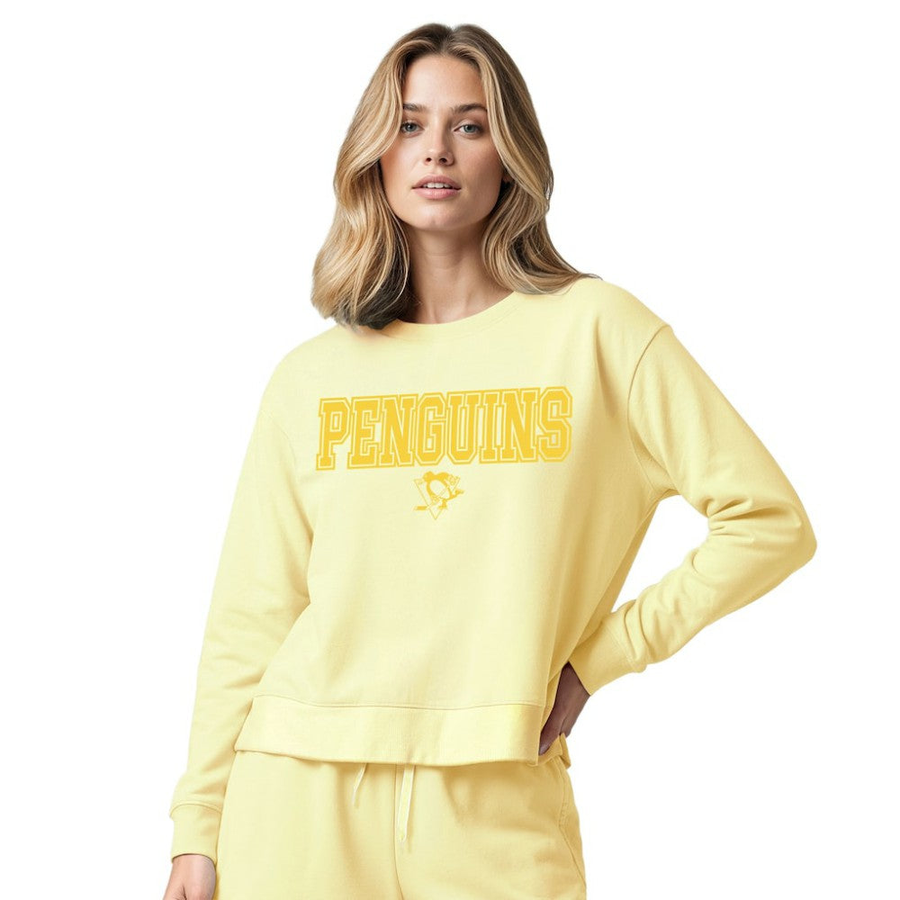 Pittsburgh Penguins Concepts Sport Women's Tonal Pullover Tri-Blend Sweatshirt - Yellow | NHL Lifestyle