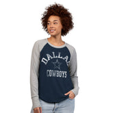 Dallas Cowboys G-III 4Her by Carl Banks Women's Waffle Knit Raglan Long-Sleeve T-Shirt - Navy/Gray - NFL