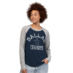 Dallas Cowboys G-III 4Her by Carl Banks Women's Waffle Knit Raglan Long-Sleeve T-Shirt - Navy/Gray - NFL