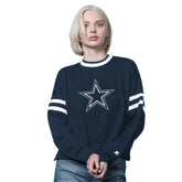Dallas Cowboys Starter Women's Rally Drop Shoulder Cropped Sweatshirt - Navy - NFL