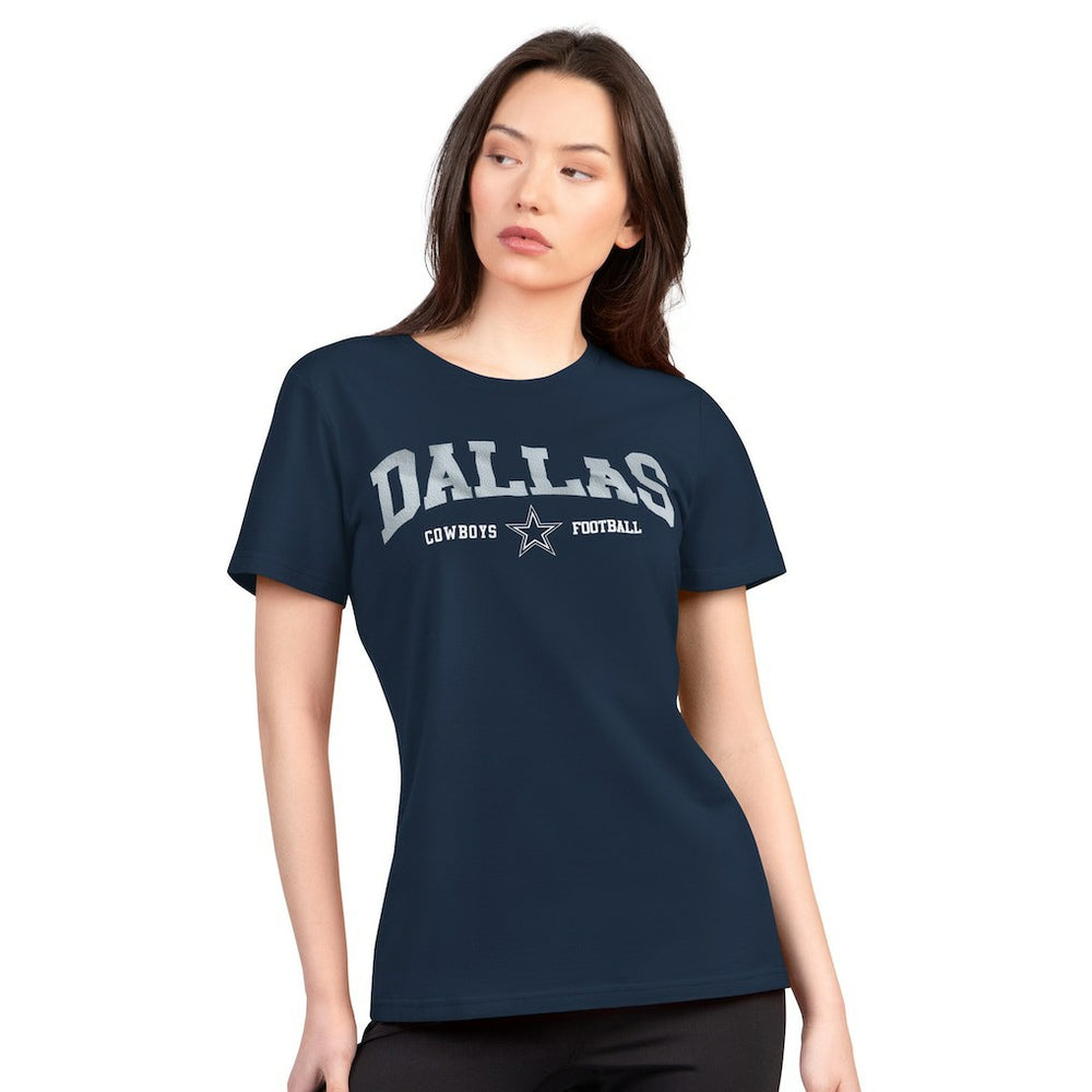 Dallas Cowboys G-III 4Her by Carl Banks Women's Super-Slim Lightweight Winning Crew T-Shirt - Navy - NFL