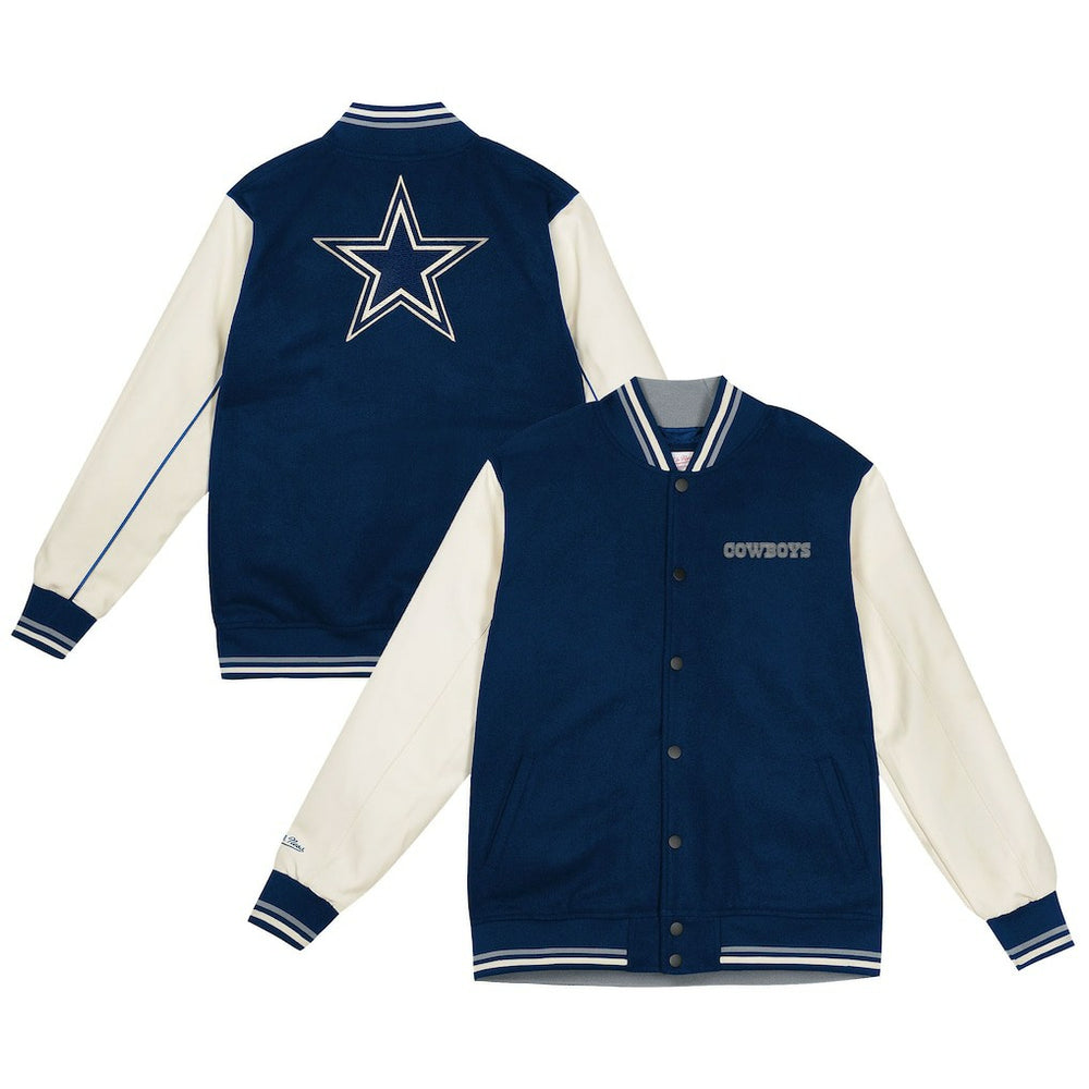 Dallas Cowboys Youth Full-Snap Varsity Jacket - Navy/Cream - Mitchell & Ness