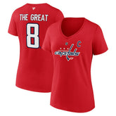 Alexander Ovechkin Washington Capitals Fanatics Women's NHL All-Time Leading Goal Scorer The Great 8 Name & Number V-Neck T-Shirt - Red | Fanatics on sale