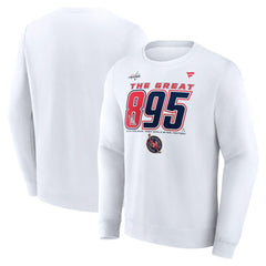 Alexander Ovechkin Washington Capitals Fanatics NHL All-Time Leading Goal Scorer The Great 895 Fleece Pullover Sweatshirt - White | Fanatics sale