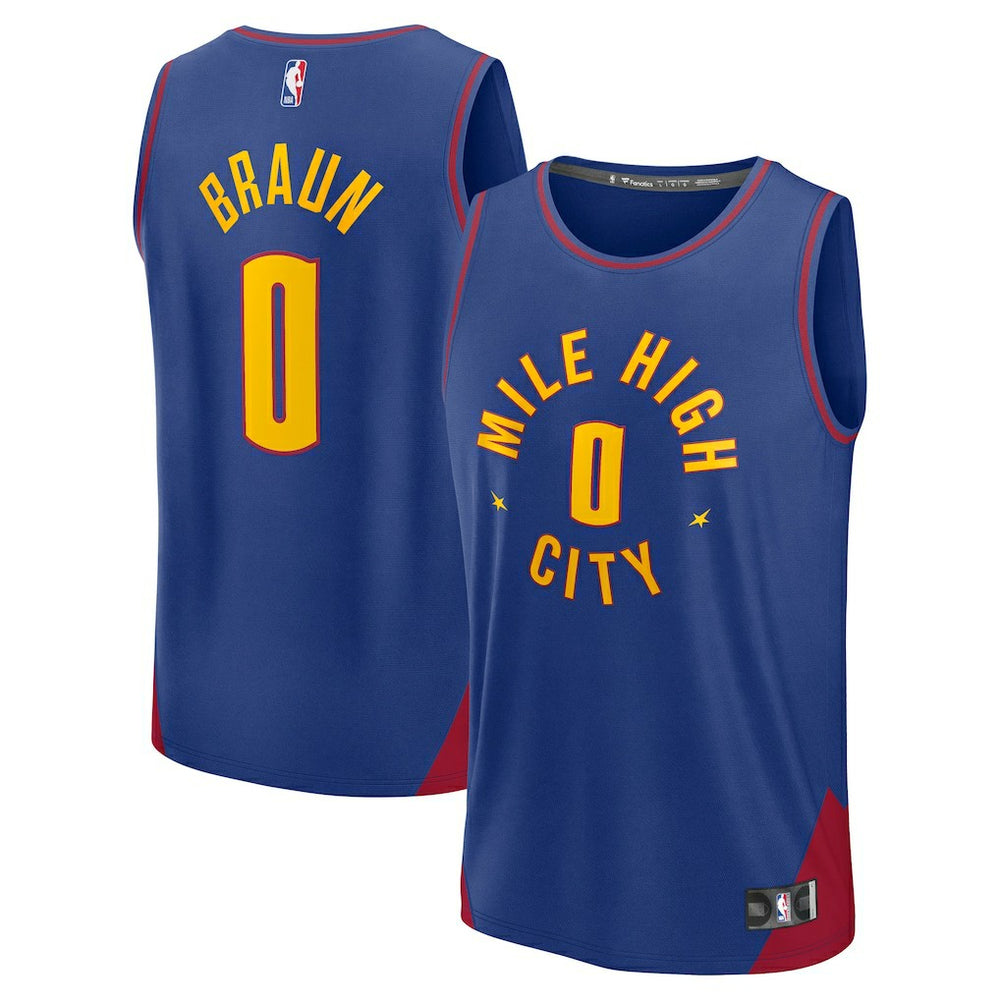 Fanatics Christian Braun Denver Nuggets Fast Break Replica Player Jersey Statement Editi- Blue