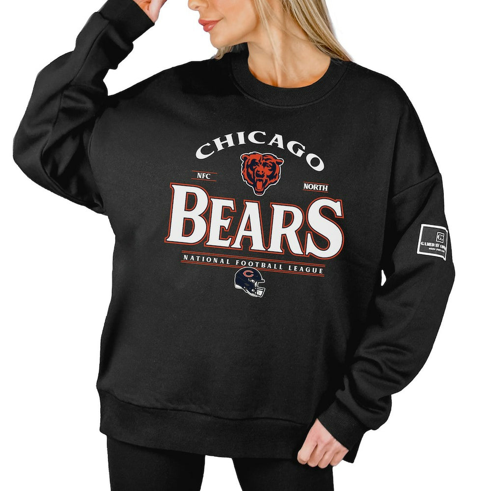Chicago Bears Gameday Couture Women's Oversized Players Only Black Label Pullover Sweatshirt - Black - NFL