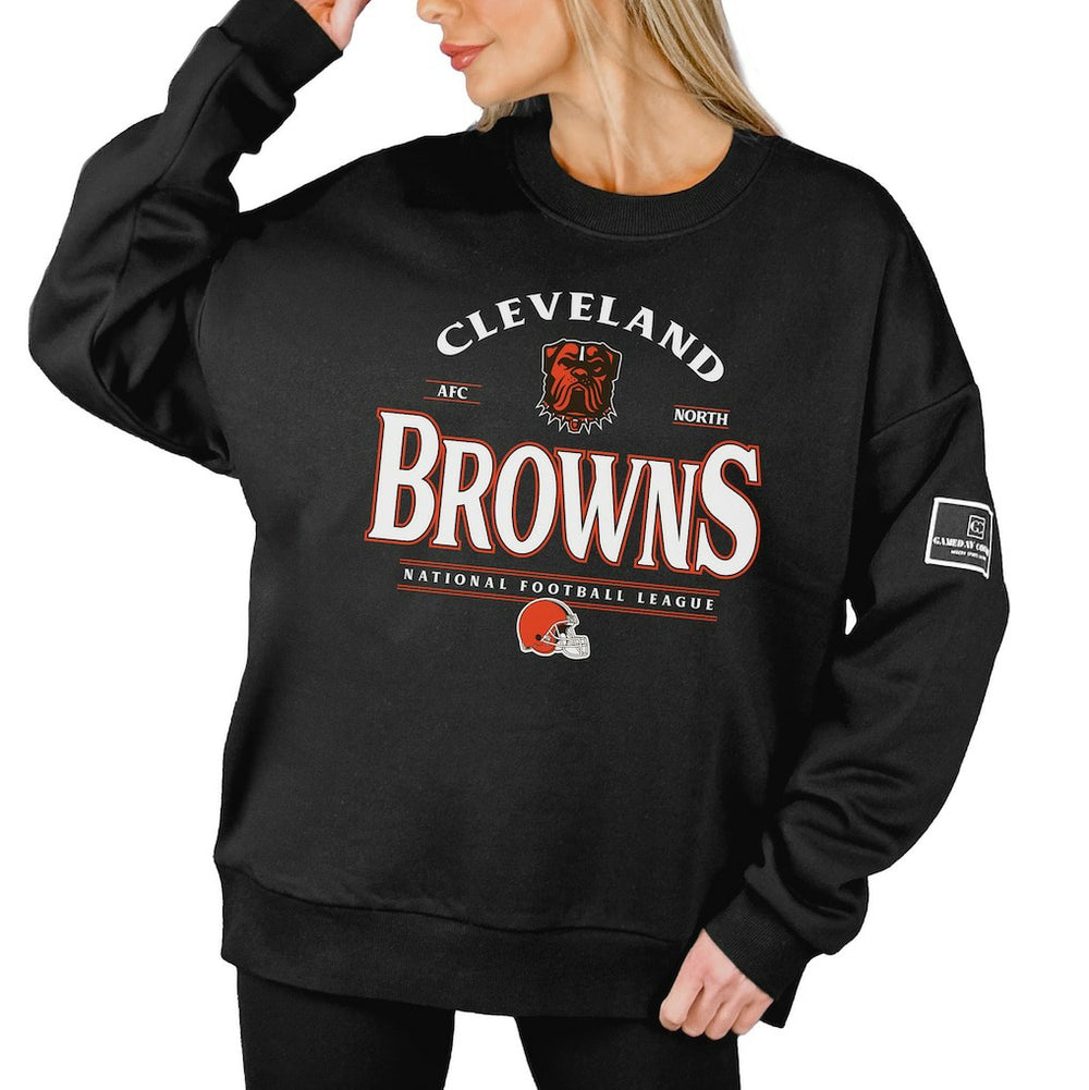 Cleveland Browns Gameday Couture Women's Oversized Players Only Black Label Pullover Sweatshirt - Black - NFL
