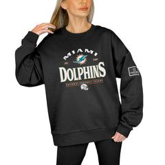 Miami Dolphins Gameday Couture Women's Oversized Players Only Black Label Pullover Sweatshirt - Black - NFL
