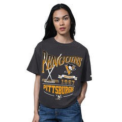 Pittsburgh Penguins Starter Women's Oversized Hall of Fame T-Shirt - Heather Black | NHL sale