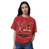 Chicago Blackhawks Starter Women's Oversized Hall of Fame T-Shirt - Heather Red | NHL Lifestyle