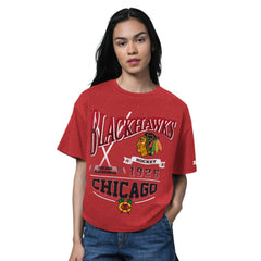 Chicago Blackhawks Starter Women's Oversized Hall of Fame T-Shirt - Heather Red | NHL Lifestyle