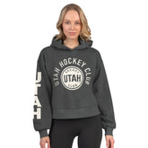 Utah Mammoth Starter Women's Star Player Cropped Fleece Hoodie - Heather Charcoal | NHL near me