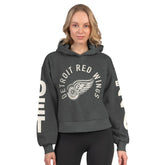 Detroit Red Wings Starter Women's Star Player Cropped Fleece Hoodie - Heather Charcoal | NHL near me