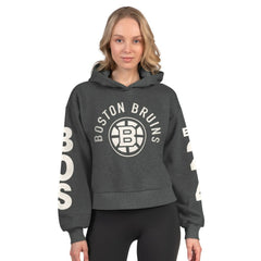 Boston Bruins Starter Women's Star Player Cropped Fleece Hoodie - Heather Charcoal | NHL near me