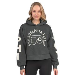 Philadelphia Flyers Starter Women's Star Player Cropped Fleece Hoodie - Heather Charcoal | NHL on sale