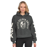 Vegas Golden Knights Starter Women's Star Player Cropped Fleece Hoodie - Heather Charcoal | NHL on sale