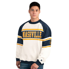 Nashville Predators Starter Male Adult Defense Fleece Crewneck Sweatshirt - White | NHL discount
