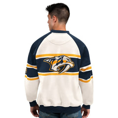 Nashville Predators Starter Male Adult Defense Fleece Crewneck Sweatshirt - White | NHL discount