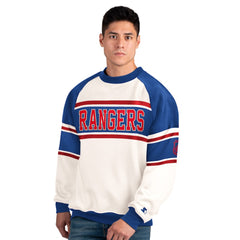 New York Rangers Starter Male Adult Defense Fleece Crewneck Sweatshirt - White | NHL Clearance