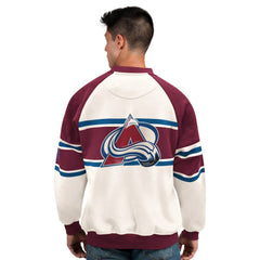 Colorado Avalanche Starter Male Adult Defense Fleece Crewneck Sweatshirt - White | NHL on sale
