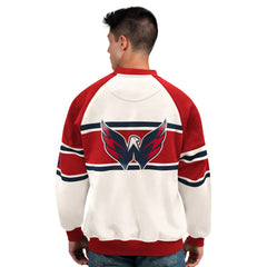 Washington Capitals Starter Male Adult Defense Fleece Crewneck Sweatshirt - White | NHL Clearance