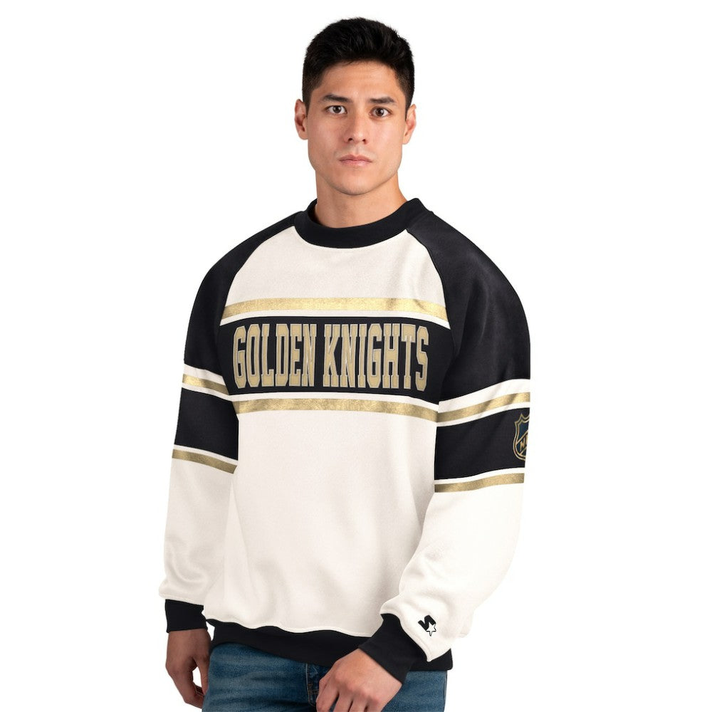 Vegas Golden Knights Starter Male Adult Defense Fleece Crewneck Sweatshirt - White | NHL Clearance