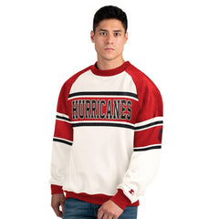 Carolina Hurricanes Starter Male Adult Defense Fleece Crewneck Sweatshirt - White | NHL Lifestyle