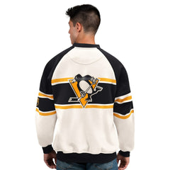 Pittsburgh Penguins Starter Male Adult Defense Fleece Crewneck Sweatshirt - White | NHL Lifestyle