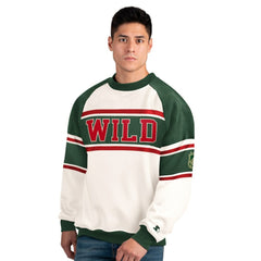 Minnesota Wild Starter Male Adult Defense Fleece Crewneck Sweatshirt - White | NHL online