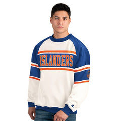 New York Islanders Starter Male Adult Defense Fleece Crewneck Sweatshirt - White | NHL on sale