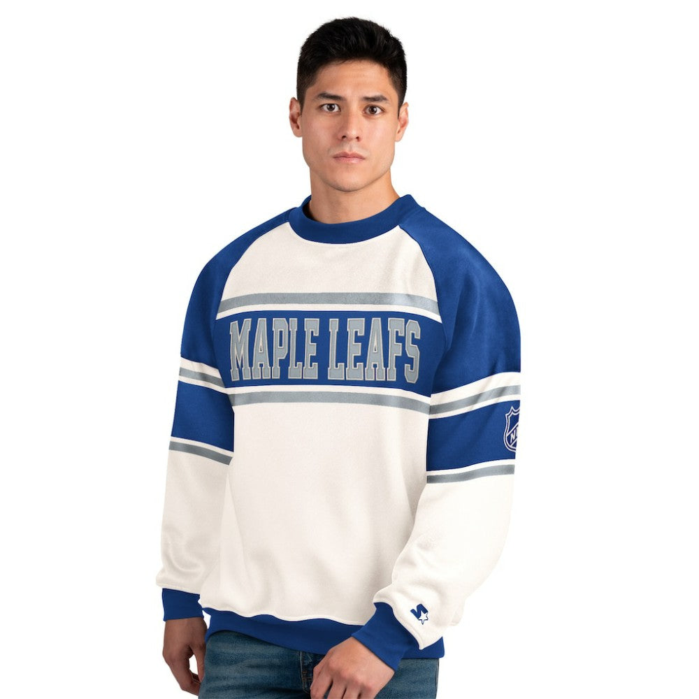 Toronto Maple Leafs Starter Male Adult Defense Fleece Crewneck Sweatshirt - White | NHL near me