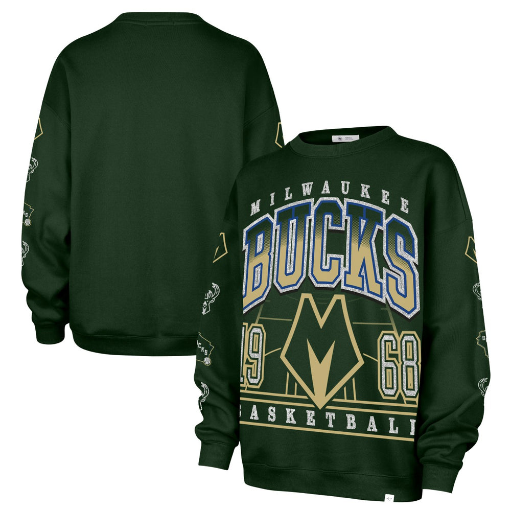 47 brand Milwaukee Bucks '47 Women's 2025/26 City Edition Go Big Oversized Sweatshirt Hunter Green