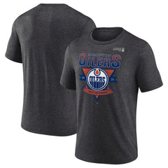 Edmonton Oilers Fanatics 2025 Stanley Cup Playoffs Crossbar Tri-Blend T-Shirt - Heather Charcoal | Fanatics on sale