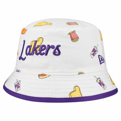New Era Los Angeles Lakers Team Cheer Reversible Bucket Hat White